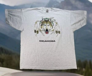 Vtg 1996 Oklahoma Wolf Native American Mens T-Shirt Sz XXL Wild Side - Picture 1 of 8