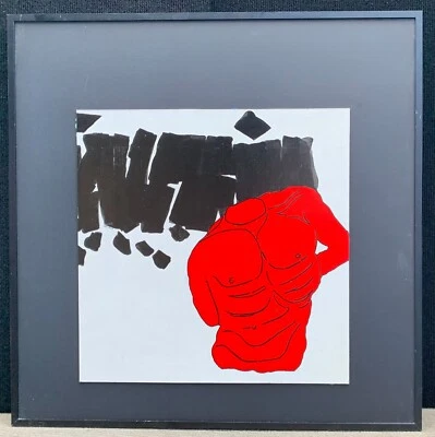 Pintura modernista masculina Toro abstracta de medios mixtos Foto 1 de 4