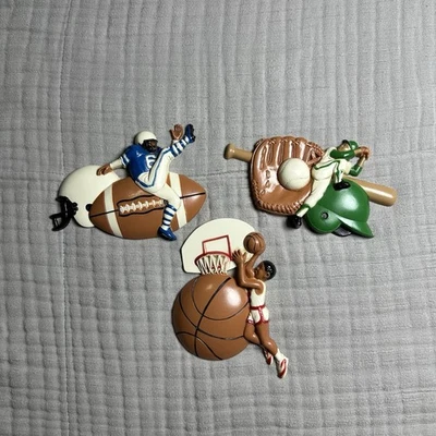 Decoração de parede esportiva vintage Burwood 1991 quarto infantil 3213 - 3 peças futebol americano de beisebol.. - Imagem 1 de 4