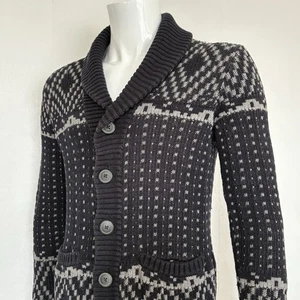 Armani Exchange Men's Navy & Grey Cable Knit Button Cardigan Sweater Medium M - Picture 1 of 10