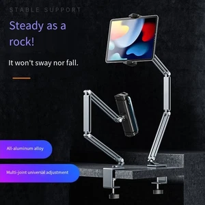 360 Degree Adjustable Aluminum Tablet Stand with Bed Mount Bracket for Tablets - Zdjęcie 1 z 14