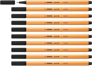 STABILO point 88 Fineliner Pack of 10 - Black Ink, 0.4mm - Picture 1 of 8