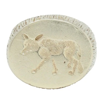 Edwardian 14 Karat White Gold Antique Fox Intaglio Unisex Signet Ring - Image 1 of 4