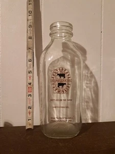 Vintage Ronny Brook Farm Dairy 32 Oz Clear Glass Milk Bottle Ancramdale NY USA - Picture 1 of 6