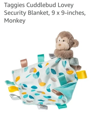 New NWT Taggies Mary Meyer Monkey Cuddlebud Blankie Lovey Security Blanket - Image 1 of 3