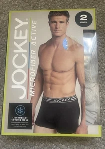 Men’s Jockey Sport Microfiber Active Boxers 2 Pack Large Grey Gym Underwear - Picture 1 of 5