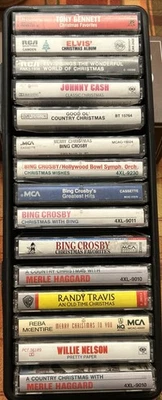 Vintage 15 Christmas Cassette Tape Lot Elvis, Bing Crosby, Willie Nelson J Cash - Image 1 of 4