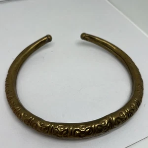 Vintage Old Brass Hand Carved Design Choker Necklace 7952 - Picture 1 of 8