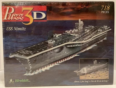 RARE PUZZ 3D USS NIMITZ WREBBIT 718 PIECE 3D FOAM PUZZLE NEW FACTORY SEALED 1999 - Image 1 of 4