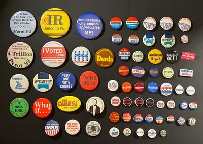 1930s-1990s political pinback button lot presidential congressional mayoral - Image 1 of 4