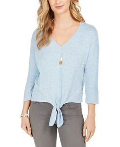 Style & Co Women's Tie-Front Top (Medium, Peri White) - Picture 1 of 3