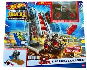 Hot Wheels Bone Shaker Tire Press Challenge Monster Truck Arena Smashers - Picture 1 of 16