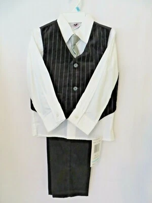 Хороший парень 4 ПК комплект черный полоски жилет белый LS рубашка зажим на галстук черные брюки 6 #1544 - Изображение 1 из 4