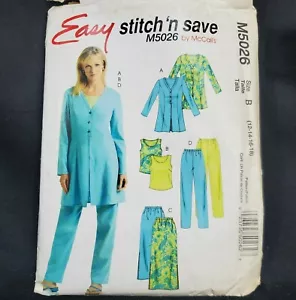 McCalls Stitch N Save Pattern M5026 Tunic Tank Pants Skirt UNCUT Sz 12 14 16 18 - Picture 1 of 3
