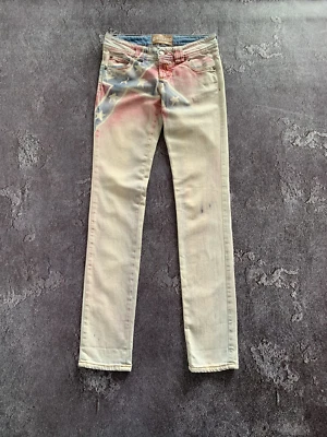 Pantalones de mezclilla ajustados rectos John Galliano American Flag para mujer talla 26 Foto 1 de 4