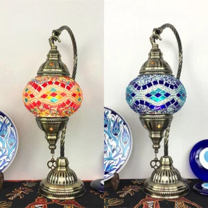 Oval Moroccan Hanging Desk Lamp Stained Glass Table Lamp Art Deco Table Lamp - Picture 1 of 3