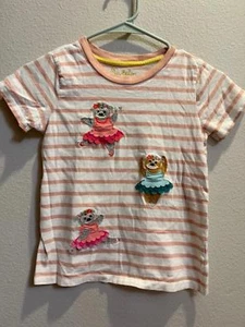 Mini Boden Cute Striped T-Shirt with Ballerina Sloth 8-9Y - Picture 1 of 2