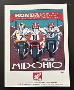 Vintage 1999 Program Motorcycle Mid Ohio Camel Superbike Honda Bostrom DuHamel - Picture 1 of 3