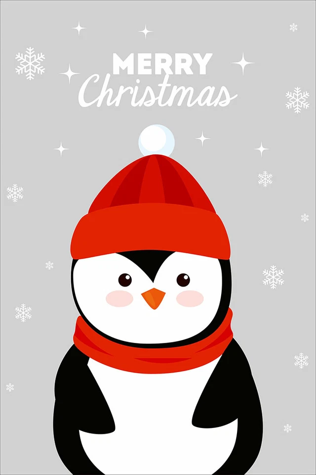 Quadro de Natal com estola de pinguim impressão arte de parede casa - POSTER 20x30 - Imagem 1 de 3