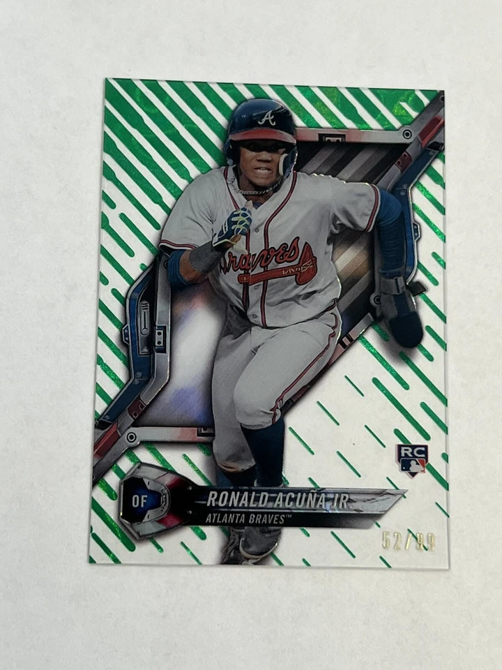 2018 TOPPS HIGH TEK GREEN REFRACTOR ROOKIE RONALD ACUNA RC /99 - Image 1 of 2