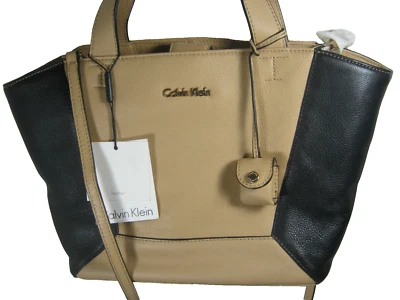 Calvin Klein Handbag Nude Black Genuine Leather H4DAA3RM Shoulder Strap New - Image 1 of 4