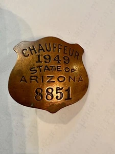 1949 State of Arizona Chauffeur License 8851 1.25"H  Pin Back - Picture 1 of 4