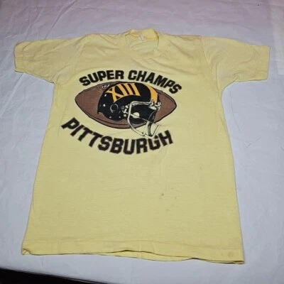 Vintage 1979 Super Bowl 13 XIII T Shirt Adult Mens Large Yellow Steelers Cowboys - Image 1 of 4