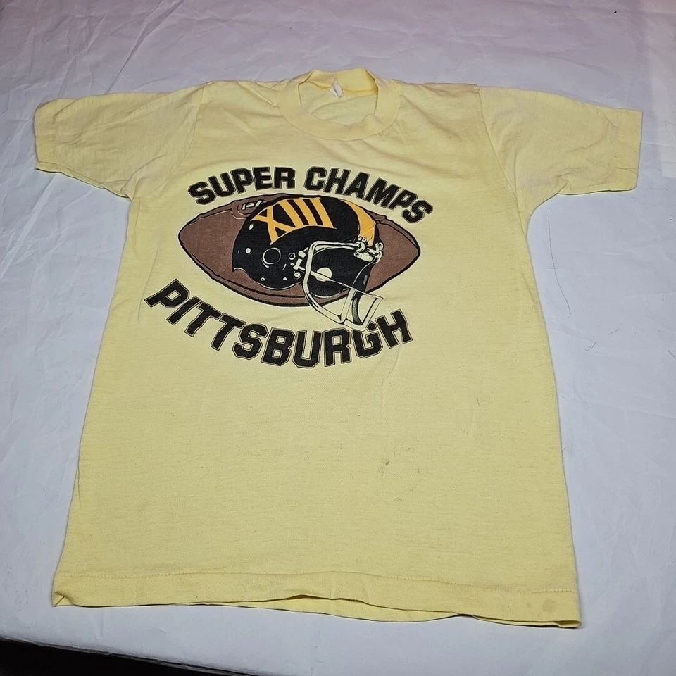 Camiseta De Colección 1979 Super Bowl 13 XIII Adulto Hombre Grande Amarillo Steelers Vaqueros Foto 1 de 4