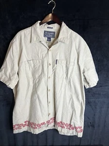 Vintage Abercrombie & Fitch Fitted Camp Shirt Mens Floral Size XL Tan Red - Picture 1 of 11