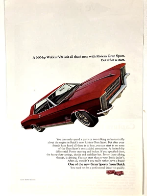 1965 Buick Riviera Gran Sport Print Ad Wildcat V-8 - Image 1 of 2
