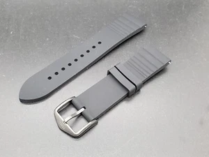 Original FOSSIL 22 MM Black Tone Rubber watch band - Picture 1 of 10