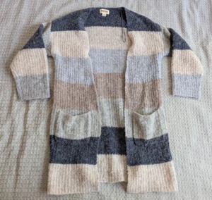 Maglione Pipino donna piccolo blu marrone aperto cardigan misto lana alpaca lungo - Foto 1 di 12