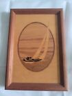 Hudson River Nelson Wood Marquetry Gliding Sailboat Lake Seagulls 9.5X12.5"