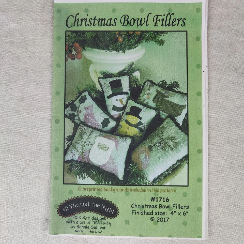 Christmas Bowl Fillers Holiday Festive Quilt Templates 4" x 6" Pillow Patterns - Image 1 of 4