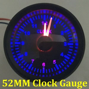 52mm Digital Clock Gauge 0-12 Hours Blue LED for Car Truck Motorbike Boat Yacht - Picture 1 of 11