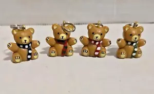 Lot of 4 Teddy Bear w/ Scarfs 3/4 inch Charms or Other Craft Ideas - Picture 1 of 8