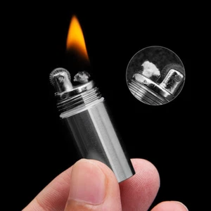 Titanium Mini Kerosene Lighter Waterproof Keychain Pendant Portable EDC Gift - Picture 1 of 6