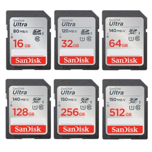 SanDisk 16GB 32GB 64GB 128GB 256GB Ultra Class 10 UHS-I SD SDHC SDXC Memory Card - Picture 1 of 3