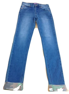Aqua Girls, Vintage Wash  Camo Print Cuffs Jeans, Blue, 10 - Picture 1 of 1