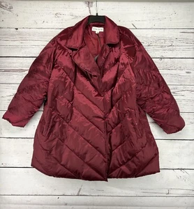 Women's Plus Size Puffer Jacket - Ava & Viv Berry Red 2X - Picture 1 of 3