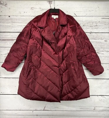 Women's Plus Size Puffer Jacket - Ava & Viv Berry Red 2X - Image 1 of 3