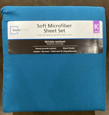 NEW Mainstays Soft Microfiber 4 Piece Sheet Set ~ King Size ~ Corsair - Image 1 of 4