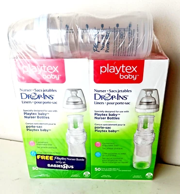 Playtex Baby Drop-ins 100 unidades 8-10 oz forros y un biberón conjunto SELLADO nuevo Foto 1 de 4