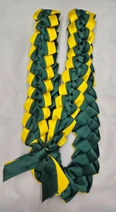Graduation Ribbon Lei with Pin 2025 - Dark Green & Yellow 22" inches - Picture 1 of 2