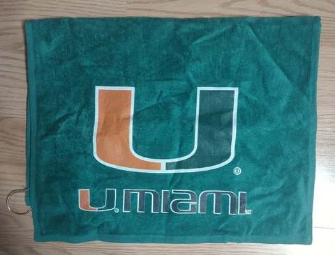 Miami Hurricanes Multi Purpose / Golf Towel With Hook Cover