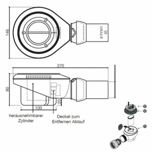Zusatzoption Mineralguss: Ablauf Plus, 90 mm - hohe Ablaufleistung - Bild 1 von 1