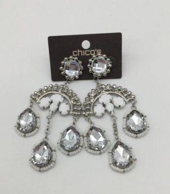 Preciosos pendientes blancos/estrás de Chico's nuevos con etiquetas Foto 1 de 2