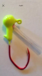 10 Pack 1/16 Weedless Painted Chartreuse Jig Heads  - Picture 1 of 1