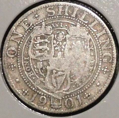 British Silver Shilling - 1901 - Queen Victoria Cover