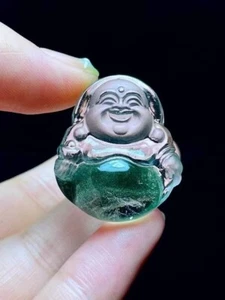 Ciondolo donna cristallo sferico quarzo fantasma verde naturale originale - Foto 1 di 7